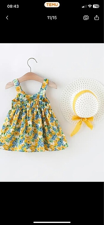 Yazlık elbise , şapka set - Görsel 4