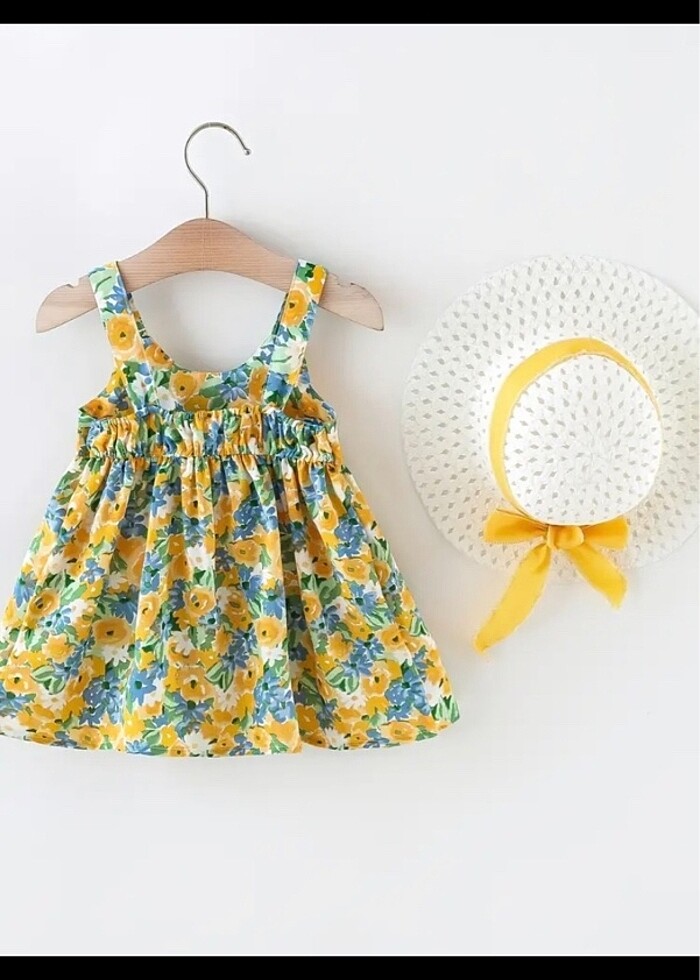 Yazlık elbise , şapka set - Görsel 4