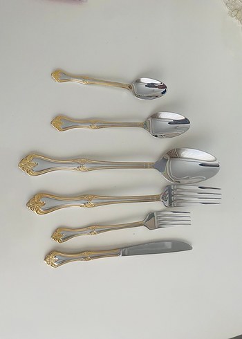 Diğer Nehir Model Gold Detaylı Çatal Kaşık Seti
