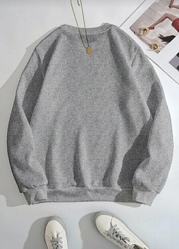 H&M Gri kedi baskılı sweatshirt