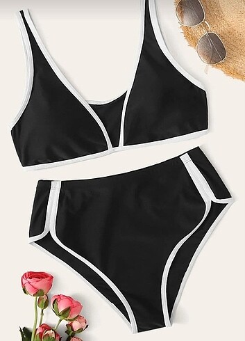 Büstiyerli Pedli Yüksek Bel Bikini takımı 