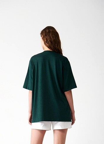 Zara Koyu yeşil bol kesim tişört 