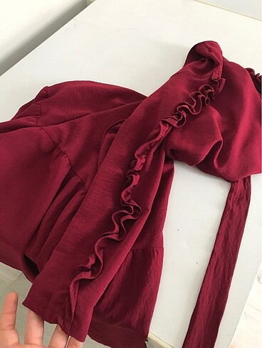 44 Beden Uzun bordo elbise