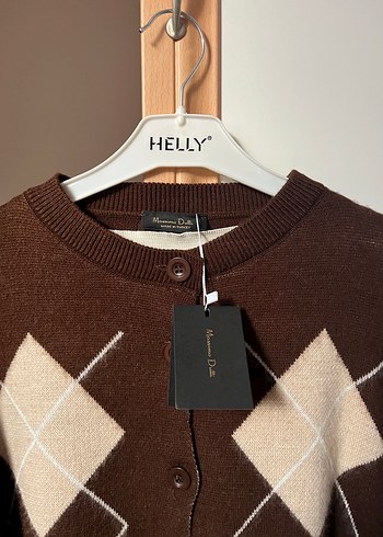 Kadın Kahverengi Kareli Örgü Hırka - Görsel 2