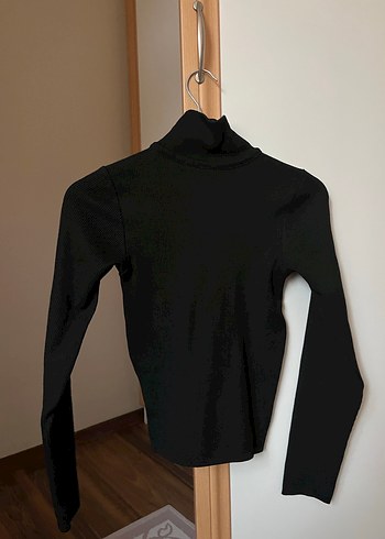 Fermuarlı Siyah Yüksek Yakalı Kadın Kazak - Görsel 2