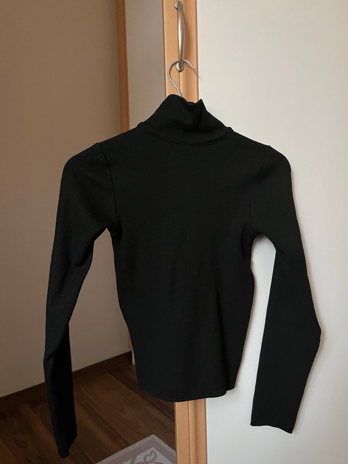 Fermuarlı Siyah Yüksek Yakalı Kadın Kazak - Görsel 2