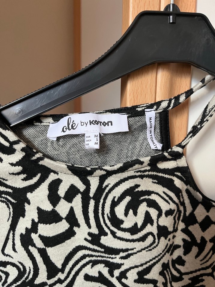 Uzun Kollu Siyah Desenli Mini Bluz - Görsel 2