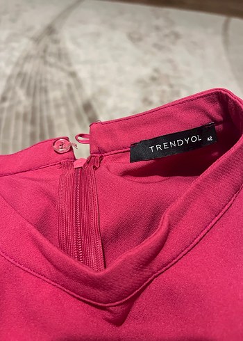 Fuşya Kısa Kollu Mini Elbise - Görsel 4