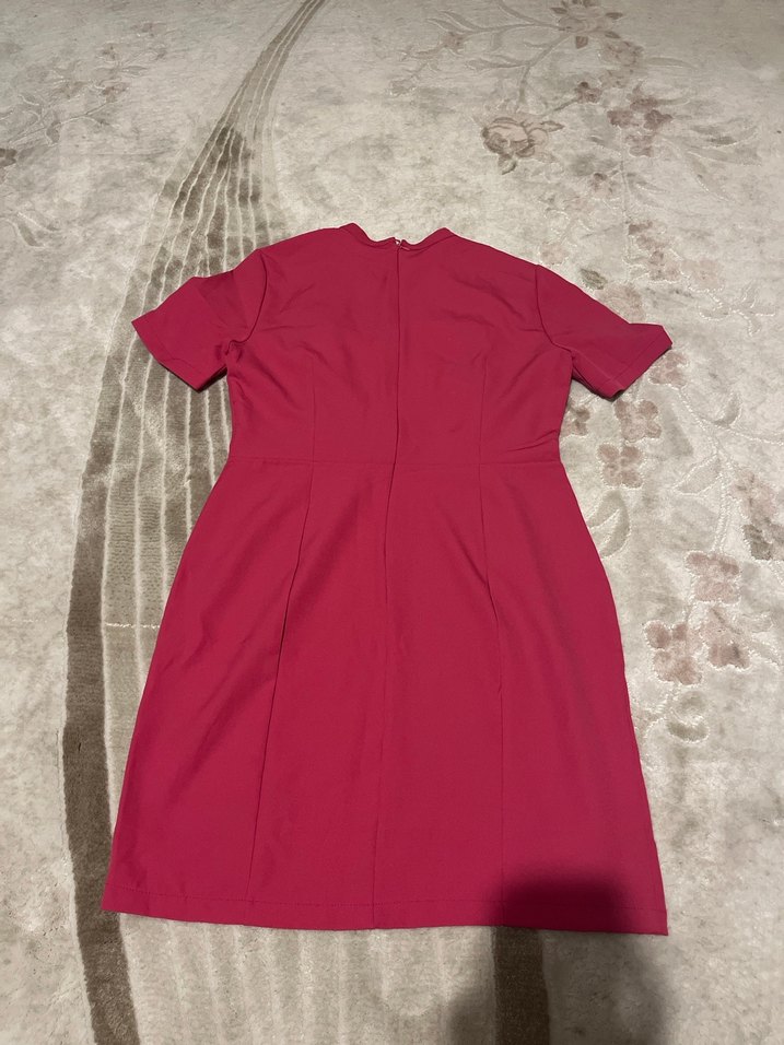 Fuşya Kısa Kollu Mini Elbise - Görsel 3