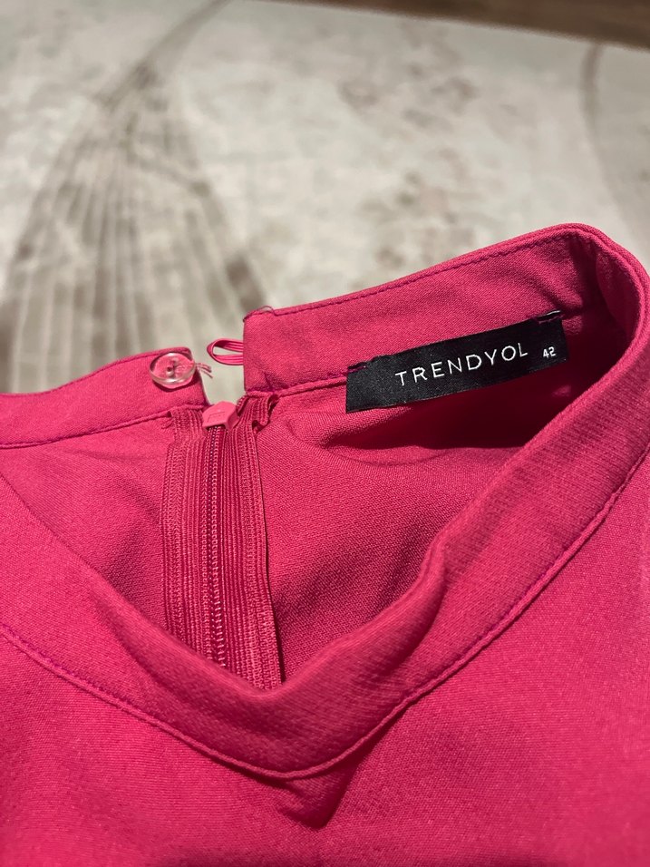 Fuşya Kısa Kollu Mini Elbise - Görsel 4