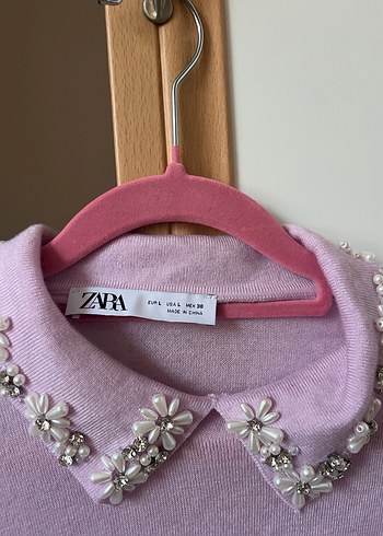 Zara Nakışlı Yakalı Kazak - Görsel 5