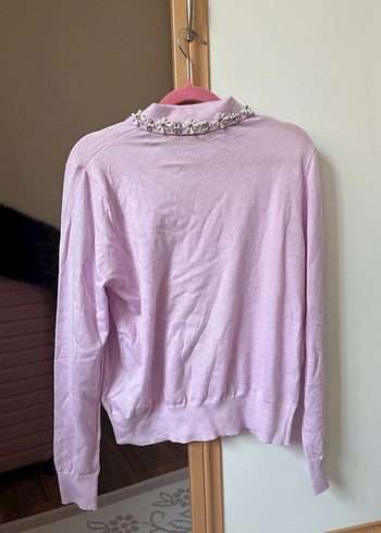 Zara Nakışlı Yakalı Kazak - Görsel 4