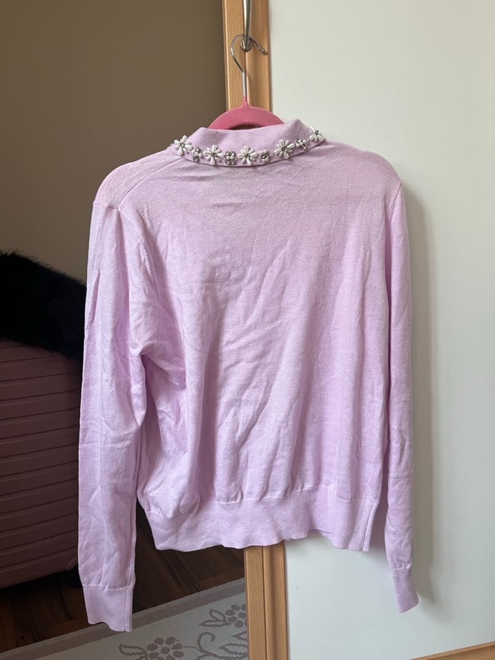 Zara Nakışlı Yakalı Kazak - Görsel 4