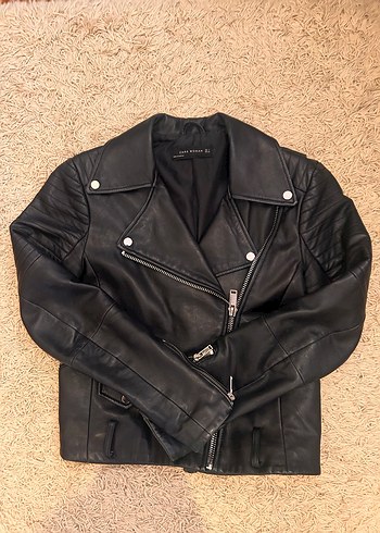 Siyah Deri Biker Ceket
