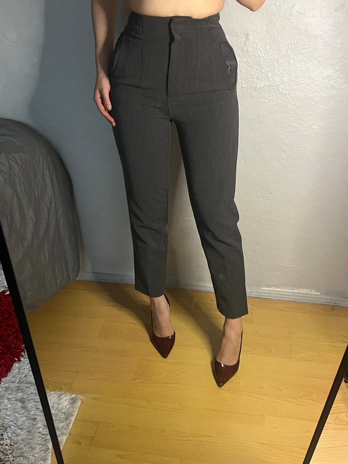 Zara Gri Kadın Kumaş Pantolon - Görsel 3