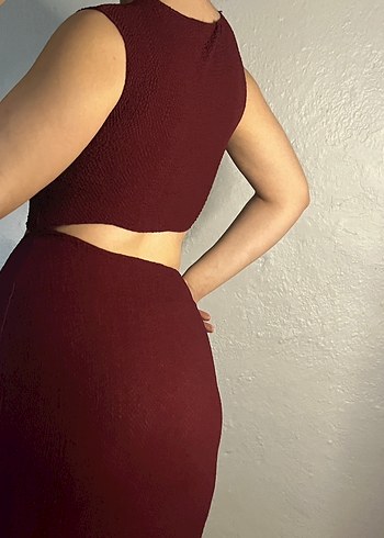 Zara Bordo Uzun Kadın Elbise - Görsel 3