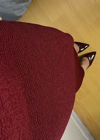 Zara Bordo Uzun Kadın Elbise - Görsel 5