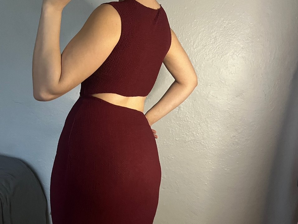 Zara Bordo Uzun Kadın Elbise - Görsel 3