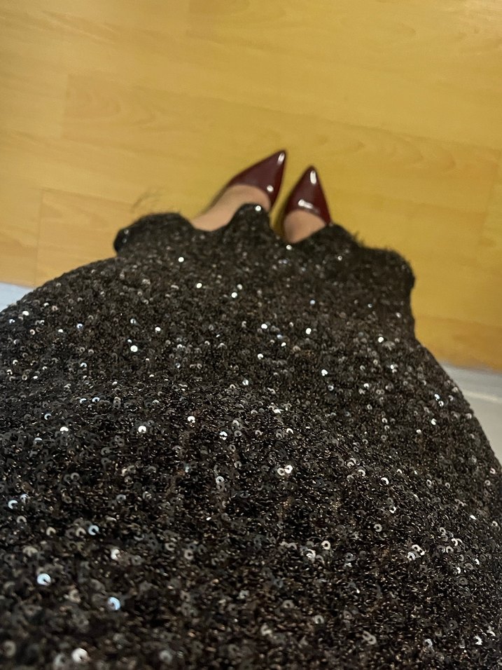 Zara İnce Askılı Siyah İşlemeli Midi Elbise - Görsel 3