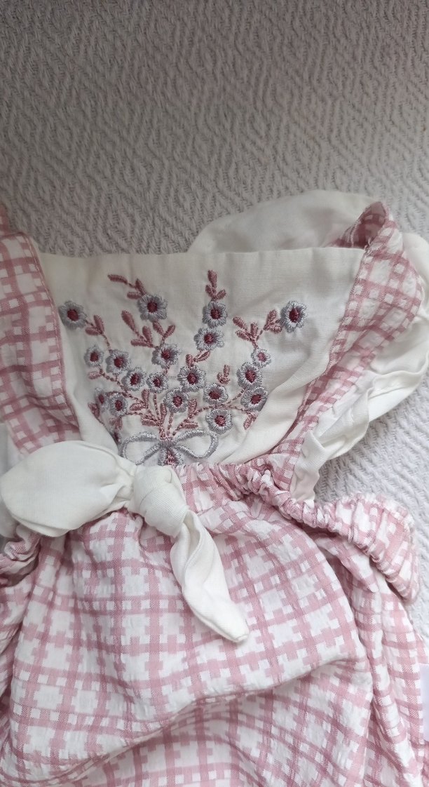 Dantel Detaylı Nakışlı Pembe Bebek Tulum - Görsel 4