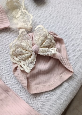 Dantel Detaylı Pembe Bebek Tulum - Görsel 5