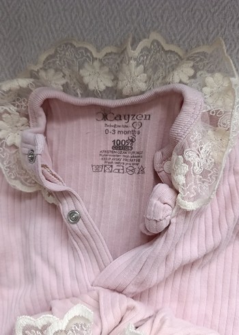Dantel Detaylı Pembe Bebek Tulum - Görsel 2