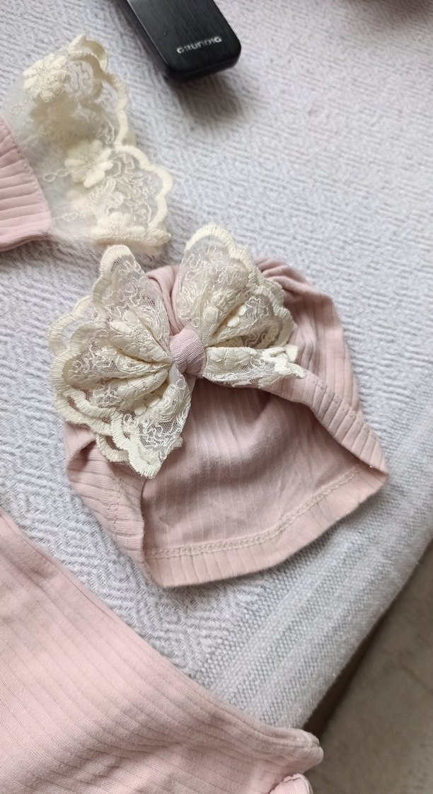 Dantel Detaylı Pembe Bebek Tulum - Görsel 5