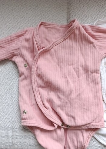 Pembe cicekli Uzun Kollu Bebek Body - Görsel 2