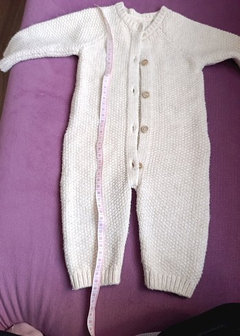 Beyaz Erkek Bebek Örgü Tulum - Görsel 3