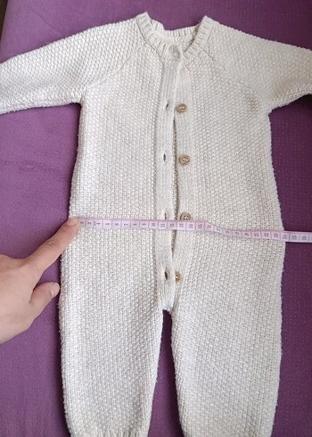 Beyaz Erkek Bebek Örgü Tulum - Görsel 2