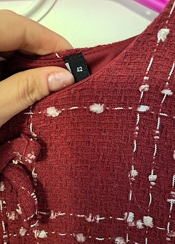 xl Beden bordo Renk Tüvid elbise
