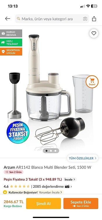 Arzum blendar seti