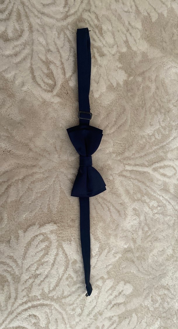 Koyu Mavi  İpek Papyon - Görsel 2