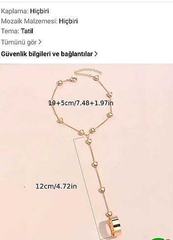 Beden Takı yüzüklü bileklik