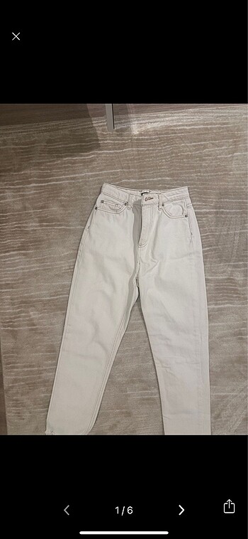 Trendyol krem mom jean