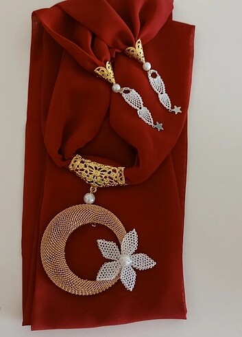 İğne oyası fular kolye takı tasarım öğretmen günü hediyesi