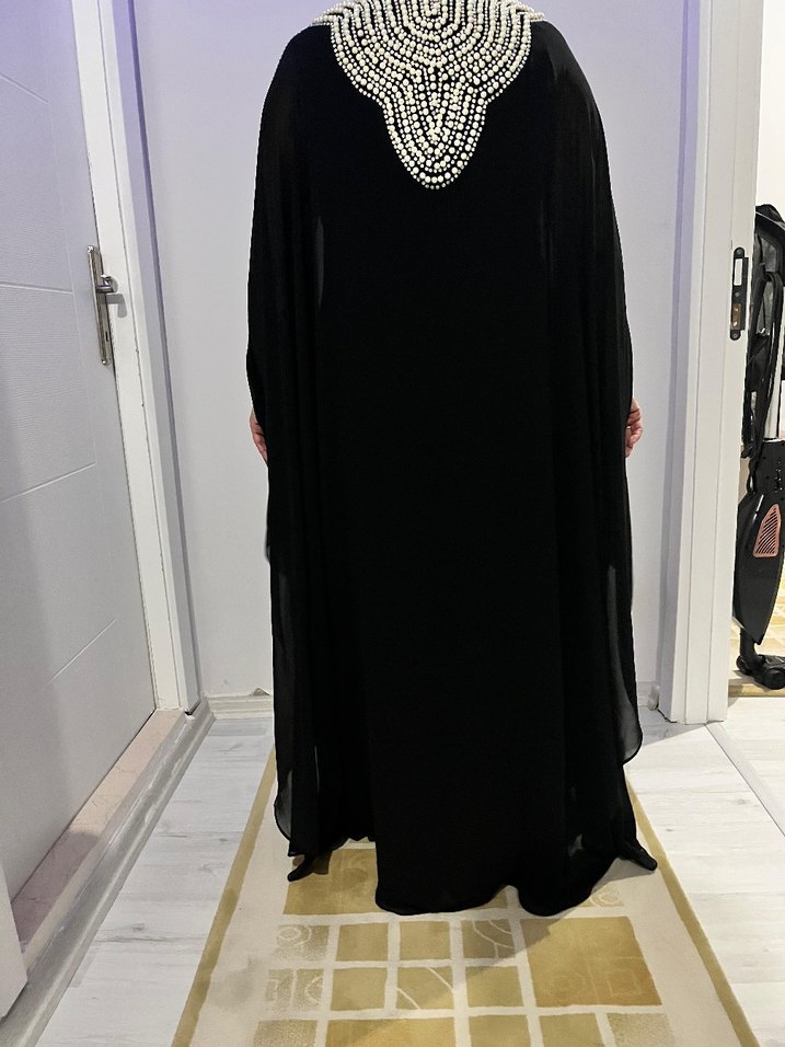 Uzun Siyah Gotik Kadın Abiye Elbise - Görsel 5