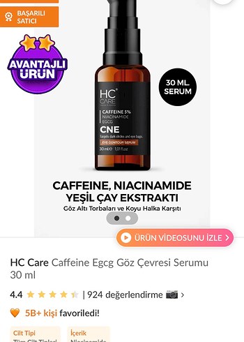 HC Care Kafeinli Göz Çevresi Serumu 30 ml