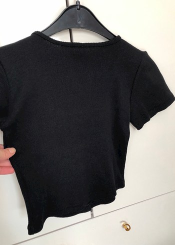 m Beden siyah Renk Düğmeli Siyah Kadın Crop Top