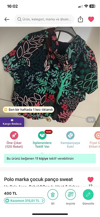 Polo marka kız çocuk panço - Görsel 5