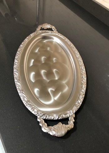 Parlak Beyaz Oval Dekoratif Tepsi
