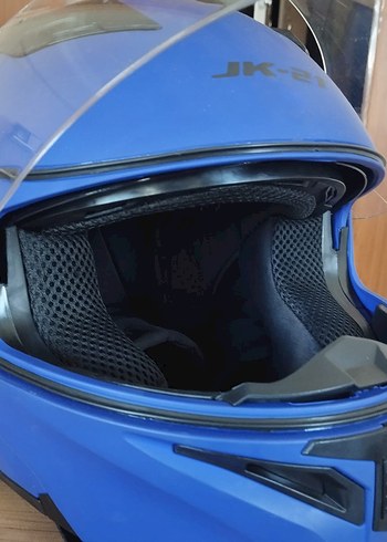 Koyu Mavi Kayışlı Biker Kask - Görsel 2