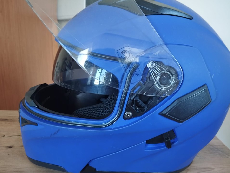 Koyu Mavi Kayışlı Biker Kask - Görsel 4