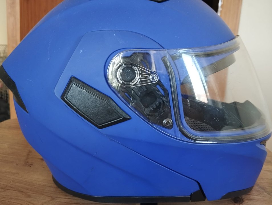 Koyu Mavi Kayışlı Biker Kask - Görsel 3
