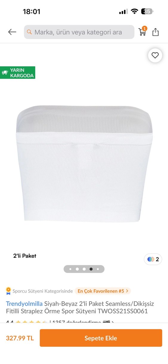 Siyah Beyaz Straplez Büstiyer 2'li Paket - Görsel 2