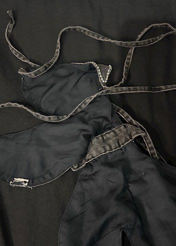 Kadın Siyah Denim Nakışlı Strappy Bustiyer - Görsel 2