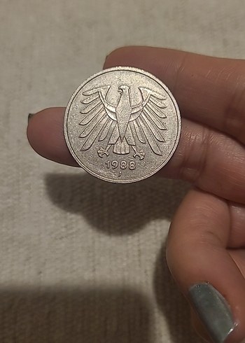 1988 BATI ALMANYA J SERİSİ 5 MARK - Görsel 2