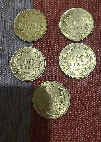 1984-85-86-87-88 100 Lira Lotu - Görsel 2