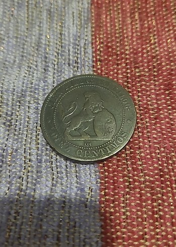 5 centimos 1870 İspanya Krallığı  bronz madeni  para - Görsel 3