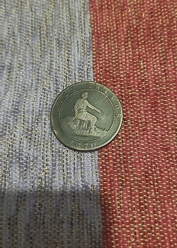 5 centimos 1870 İspanya Krallığı  bronz madeni  para - Görsel 2